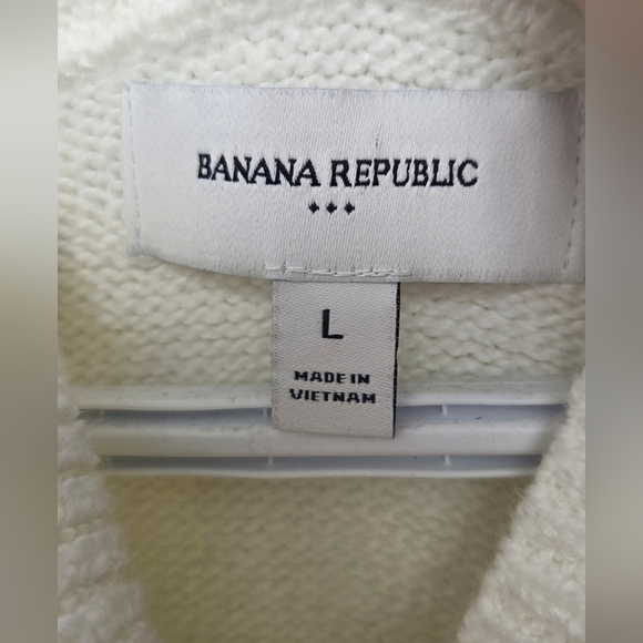 Banana Republic Sz L Oat Cream Mock Neck Boxy Sweater Wide Sleeve Cotton Blend - Picture 3 of 16